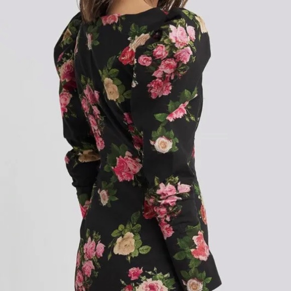 NAKD Dress Womens Medium Puff Voluminous Shoulder Square Neck Flower Print - Picture 4 of 8